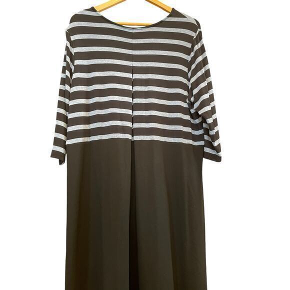 J. Jill Wearever Collection Black Stripe Box Pleated Dress Fleece Lined XL - Picture 9 of 10